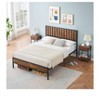The Coucheta Woodl Farmhouse Bed: A durable metal frame with 14 steel slats, eliminating box springs. Features a headboard for rustic charm. - 2 of 4