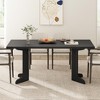 Homhougo 71" Large Dining Table for 6 to 8 People, Modern Dinner Table with Unique Wooden Legs, Rectangle Dining Table for Kitchen Black - 4 of 4