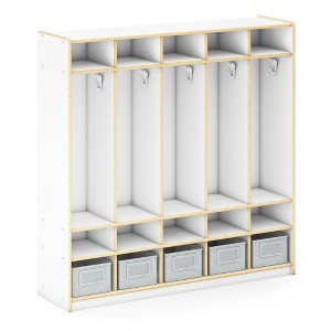 Guidecraft EdQ 5-Section Wooden Storage Locker for Classroom, Kids Cubby Organizer with Shelves and Hooks for Coats - 1 of 4