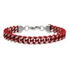 Chisel Stainless Steel Polished with Red Enamel and Rubber Coating 9mm 8.5" Curb Chain Bracelet - 4 of 4