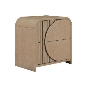 Royal Hampton Nightstand with 2 Drawers, Reeded Panels, Natural Brown Wood - 1 of 4