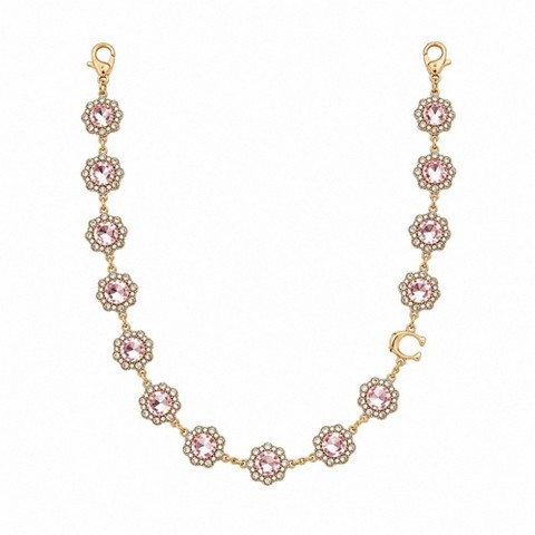 Alilang Women's Pink Rhinestone Flower Bag Chain Purse Charm with Gold Tone Clips - Pink