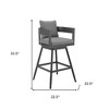 HomeRoots 34" Dark Gray Metal Swivel Low back Outdoor Counter Height Bar chair with Footrest - 3 of 4