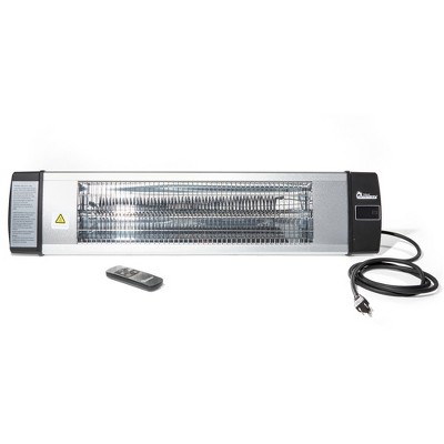 Dr. Infrared DR-238 1500 Watt 120 Volt 3 Output Setting Odorless Carbon Infrared Indoor Outdoor Wall or Ceiling Heater with Remote Control, Silver