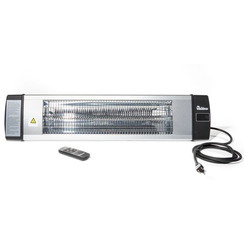 Dr. Infrared DR-238 1500 Watt 120 Volt 3 Output Setting Odorless Carbon Infrared Indoor Outdoor Wall or Ceiling Heater with Remote Control, Silver, 1 of 7