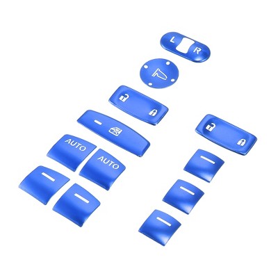 Unique Bargains Window Control Button Cover Trims Door Armrest Glass Switch Panel Stickers for Honda Civic 11th Gen Sedan Hatchback Blue 12PCS