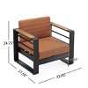 1 Piece Outdoor Metal Club Chair, Aluminum Patio Chair with Water-Resistant Cushions, Modern Open Backrest Club Chair for Balcony-Coolbibila - 4 of 4