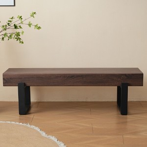 Kumasinova 59" Dining Bench,Farmhouse Kitchen Table Bench,End-of-Bed Bench,Minimalist Entryway Bench with Metal Legs,250lbs Capacity - 1 of 4