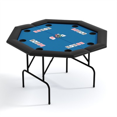 Oval Poker Table for 10 Players, Casino Leisure Gamimg Table with Collapsible Legs, Blackjack Texas Holdem Poker Table with Cup Holders