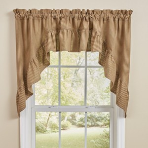 Park Designs Sturbridge Ticking Ruffle Black Swag 72" x 36" - 1 of 3