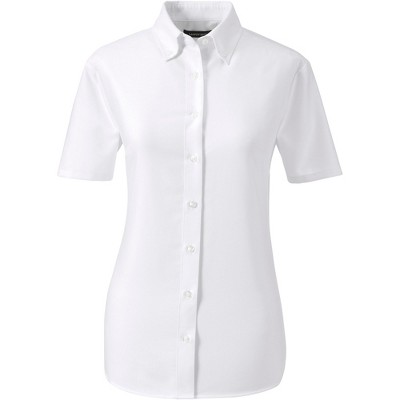 women's short sleeve white button down
