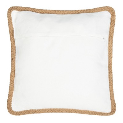 Nautical Embroidered Fish White Cotton Throw Pillow