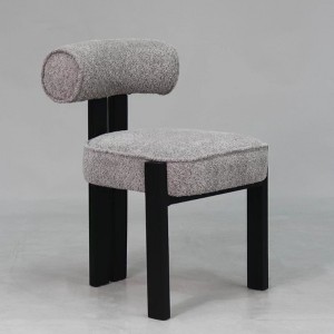 Upholstered Accent Chair Modern Boucle Dining Chairs with Ergonomic Curved Back， Soft Padded and Wood Legs for  Kitchen, Living Room - 1 of 4