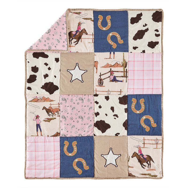 Sweet Jojo Designs Girl Baby Crib Bedding Set - Western Cowgirl Pink Brown Beige Blue 4pc, 3 of 7