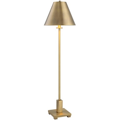 Halston Modern Art Deco Style Buffet Table Lamp 32 1/2 Tall Brass Gold  Metal Crystal Ball Accent Off White Fabric Drum Shade Decor for Living Room