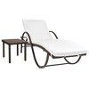 vidaXL Outdoor Sun Lounger with Cushion & Tea Table - Waterproof and Weather-Resistant Poly Rattan - Powder-Coated Steel Frame - Brown - 2 of 4