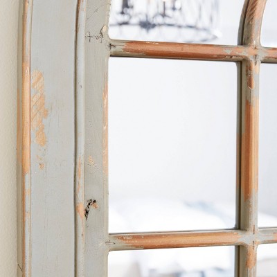 Gray and Brown Weathered Nautical Windowpane Wall Mirror