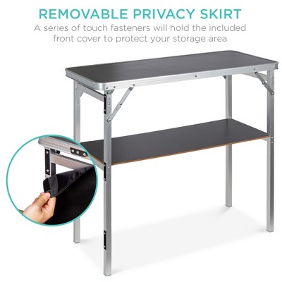 Sleek Black Portable Pop-Up Bar Table with Removable Skirt