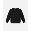 Deux par Deux Boy Super Soft Brushed Jersey Long Sleeve Top Black with Plaid Pocket - 3 of 4