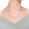 Guili Sterling Silver Rhodium-Plated Necklace with Princess Cut Cubic Zirconia Zigzag Style, modern and sleek for stylish layering. - 3 of 3