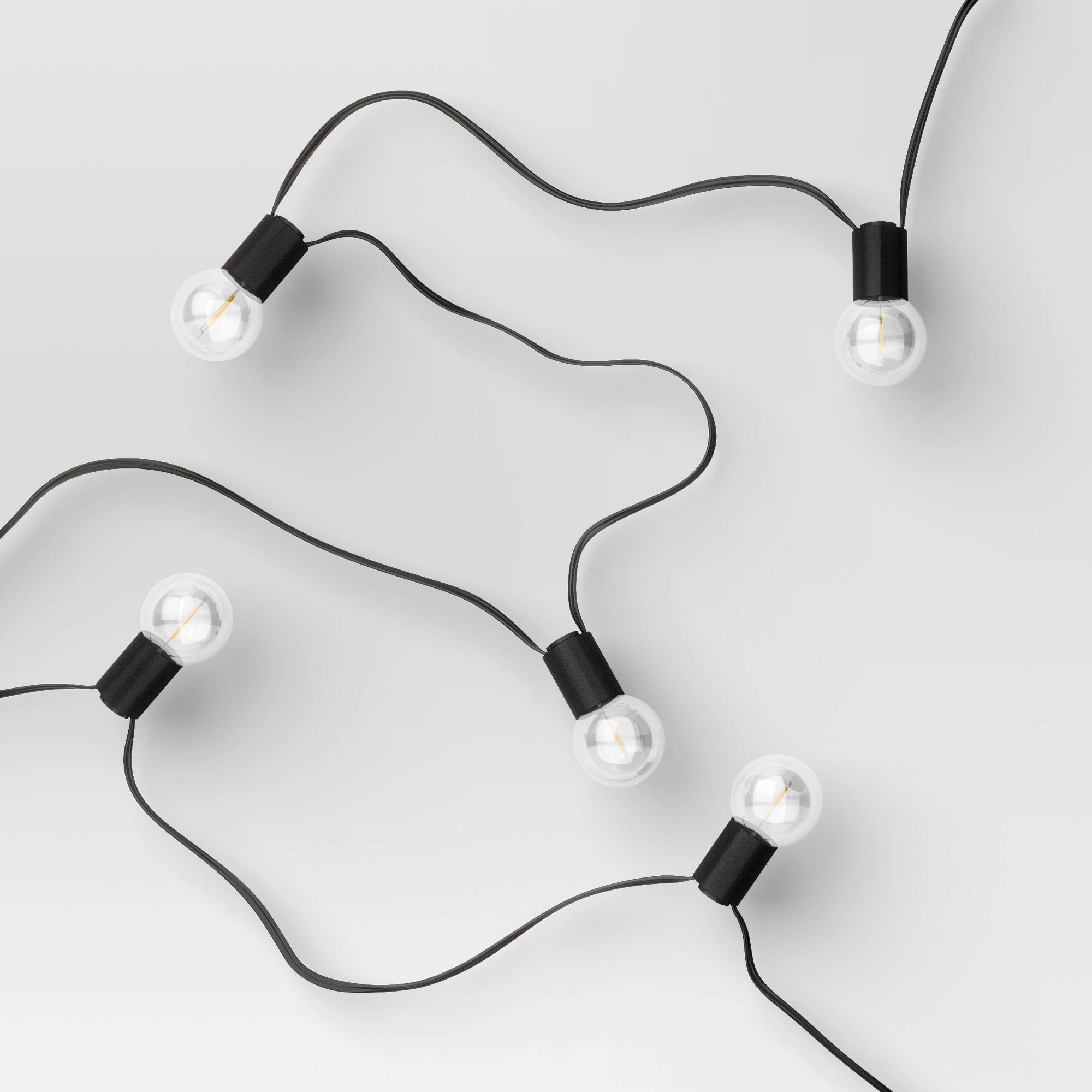 10ct LED Solar Outdoor Orb and Globe String Lights Black - Threshold™