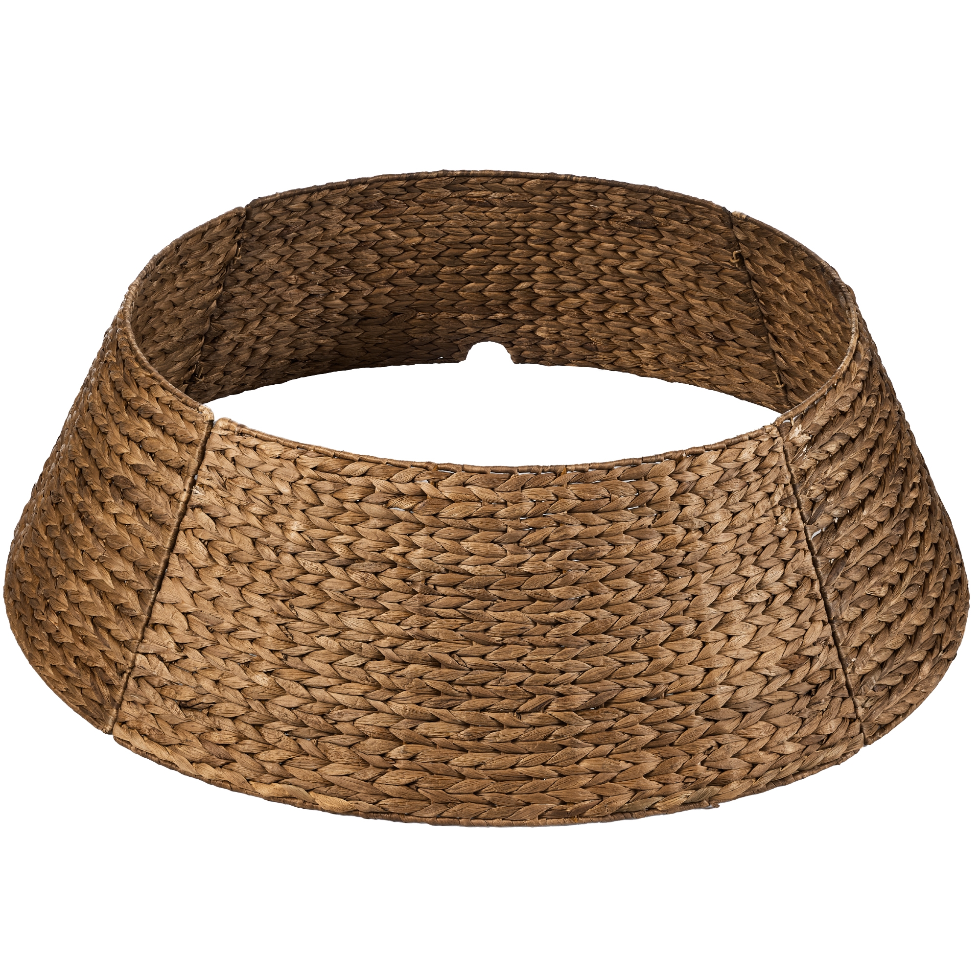 Best Choice Products 24in Woven Hyacinth Christmas Tree Collar, Tree Skirt Accessory w/ Cord Cut-Out - Chestnut
