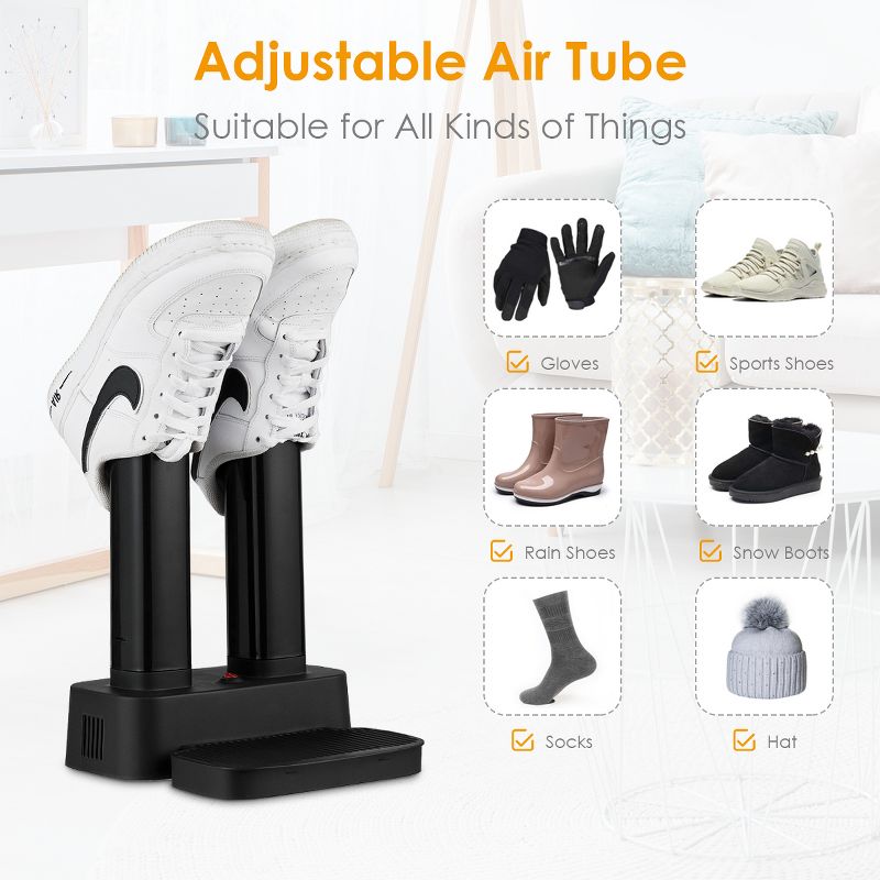 Costway 2-Shoe Electric Shoe Dryer Warmer Portable Adjustable Boots Socks Gloves Helmets, 5 of 10
