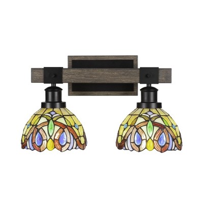 Toltec Lighting Tacoma 2 - Light Vanity in  Black/Painted Wood with 7" Lynx Art Glass Shade