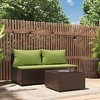 vidaXL 3 Piece Patio Lounge Set with Thickly Padded Cushions, Brown Rattan Outdoor Sofa Set for Garden, Patio, or Deck - 2 of 4