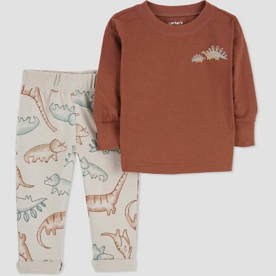 Image of Carter's Just One You® Baby Boys' Dino Top & Bottom Set - Brown 3M