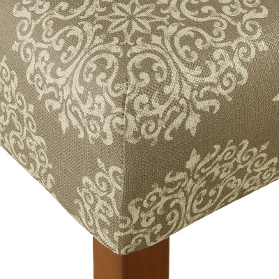 Braeburn 24" Tan and Cream Upholstered Counter Stool with Brown Wood Legs