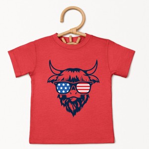 The Juniper Shop Patriotic Cow Sunglasses Toddler Short Sleeve Tee - 1 of 4