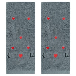 REGALWOVEN Cotton Bathroom Absorbent Heart Pattern Decorative Hand Towel 13" x 29" - 1 of 4