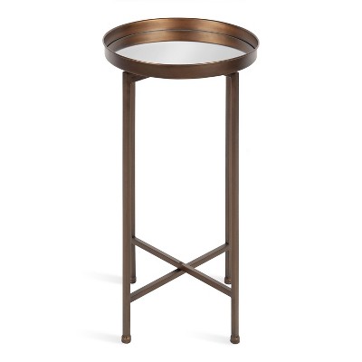 Celia Bronze Metal Foldable Tray Accent Table with Mirror Top