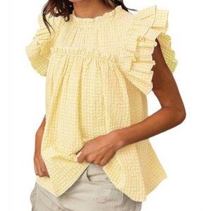 Women's Crinkle Gingham Top - BiBi - 1 of 1