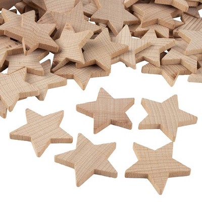 Wooden Stars Cutout Shapes for Arts and Crafts (100 Pack, 1.5 inch)