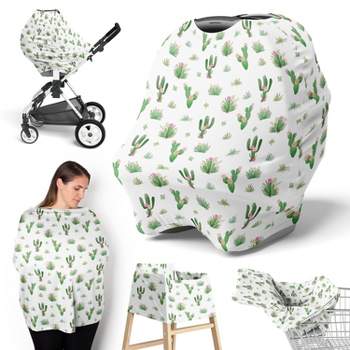 Sweet Jojo Designs Girl 5-in-1 Multi Use Baby Nursing Cover Cactus Floral Pink Green and White