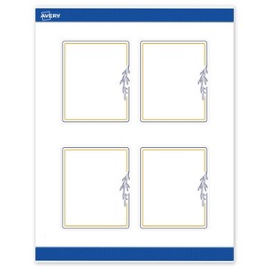 Avery 4" x 3-1/3" Labels, Gold & Navy Border with Florals, 40 ct - 1 of 4