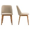Lavin Mid-Century Faux Leather Dining Chairs - Brown Walnut/Beige (Set Of 2) - Baxton Studio - 4 of 4