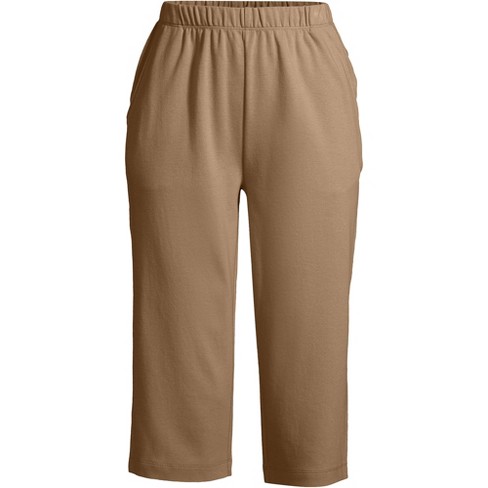 Lands' End Women's Sport Knit High Rise Elastic Waist Capri Pants - X Large  - Rich Camel