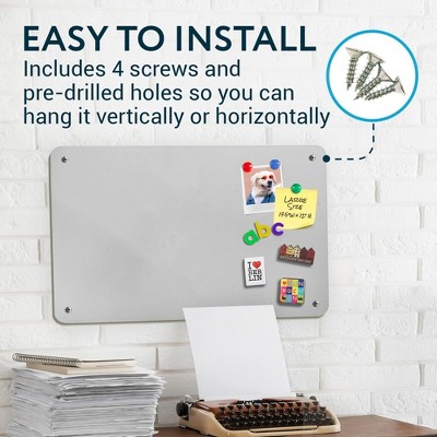 Silver Metal Magnetic Memo Board for Wall - 17.5 x 12 Inches