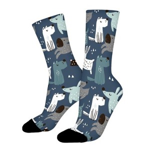 Childish Pattern Women Printed Crew Socks Funny Funky Socks Soft Polyester Novelty Gifts for Artists Men - 1 of 1