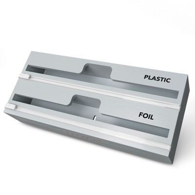 SpaceAid WrapNeat 2 in 1 Wrap Organizer with Cutter and Labels,for 12" Roll (Grey)