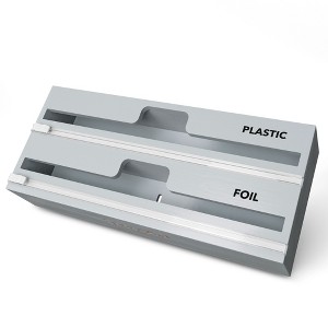 SpaceAid WrapNeat 2 in 1 Wrap Organizer with Cutter and Labels,for 12" Roll (Grey) - 1 of 4