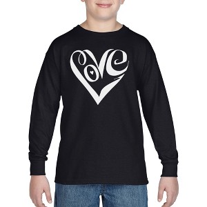 LA Pop Art Boy's Word Art Long Sleeve - Script Love Heart - 1 of 4