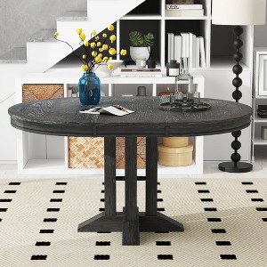 PAGED Extendable Dining Table Round Wood Kitchen Table with X-shaped Base, 42-58" Living Room Table, Seats Up to 6 People - 1 of 4