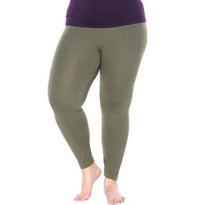 Women's One Size Fits Most Plus Size Super-Stretch Solid Leggings - One Size Fits Most Plus - White Mark