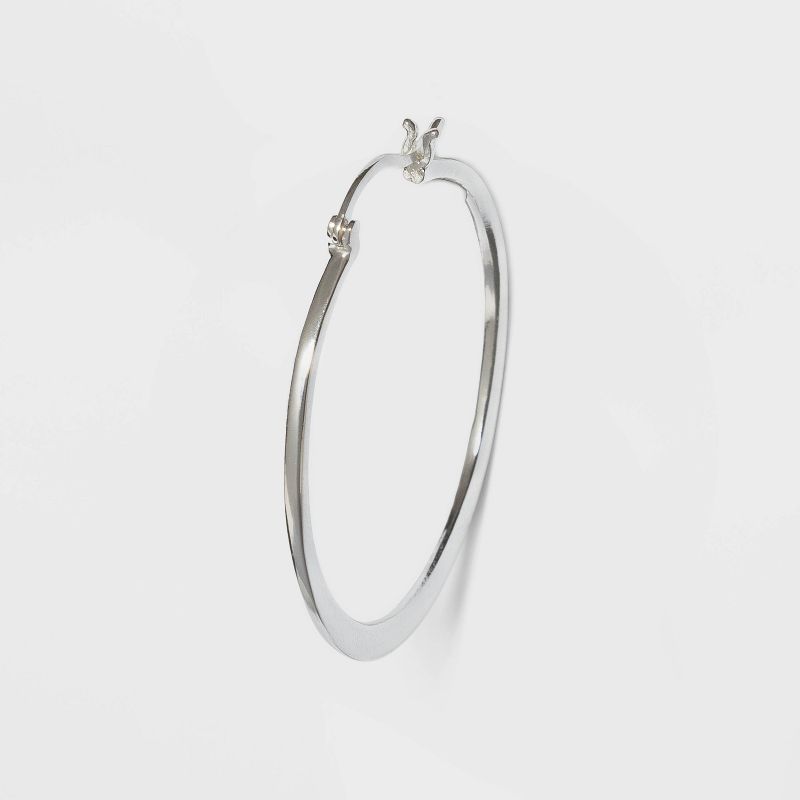 Large Flat Tapered Hoop Sterling Silver Earrings - A New Day&#8482; Silver, 2 of 5