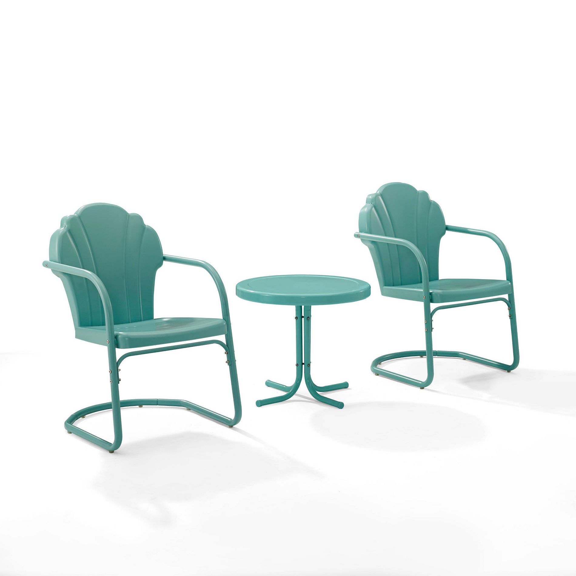 3pc Tulip Seating Set - Blue - Crosley: Satin Finish, Powder-Coated Steel, UV & Weather-Resistant