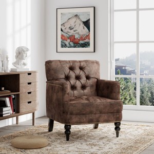 Upholstered Accent Chairs Living Room Chairs Wide Armchair Sale,Club Chair With Tufted Back And Nailhead Trim-Cuddlewood - 1 of 4